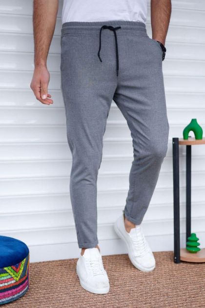 BayAygun 4014 Duble Paça Joger Düz Pantolon_Gri resmi