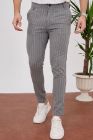 BayAygun 4013 Slim Fit İnce Çizgili Pantolon_Gri resmi