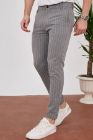 BayAygun 4013 Slim Fit İnce Çizgili Pantolon_Gri resmi