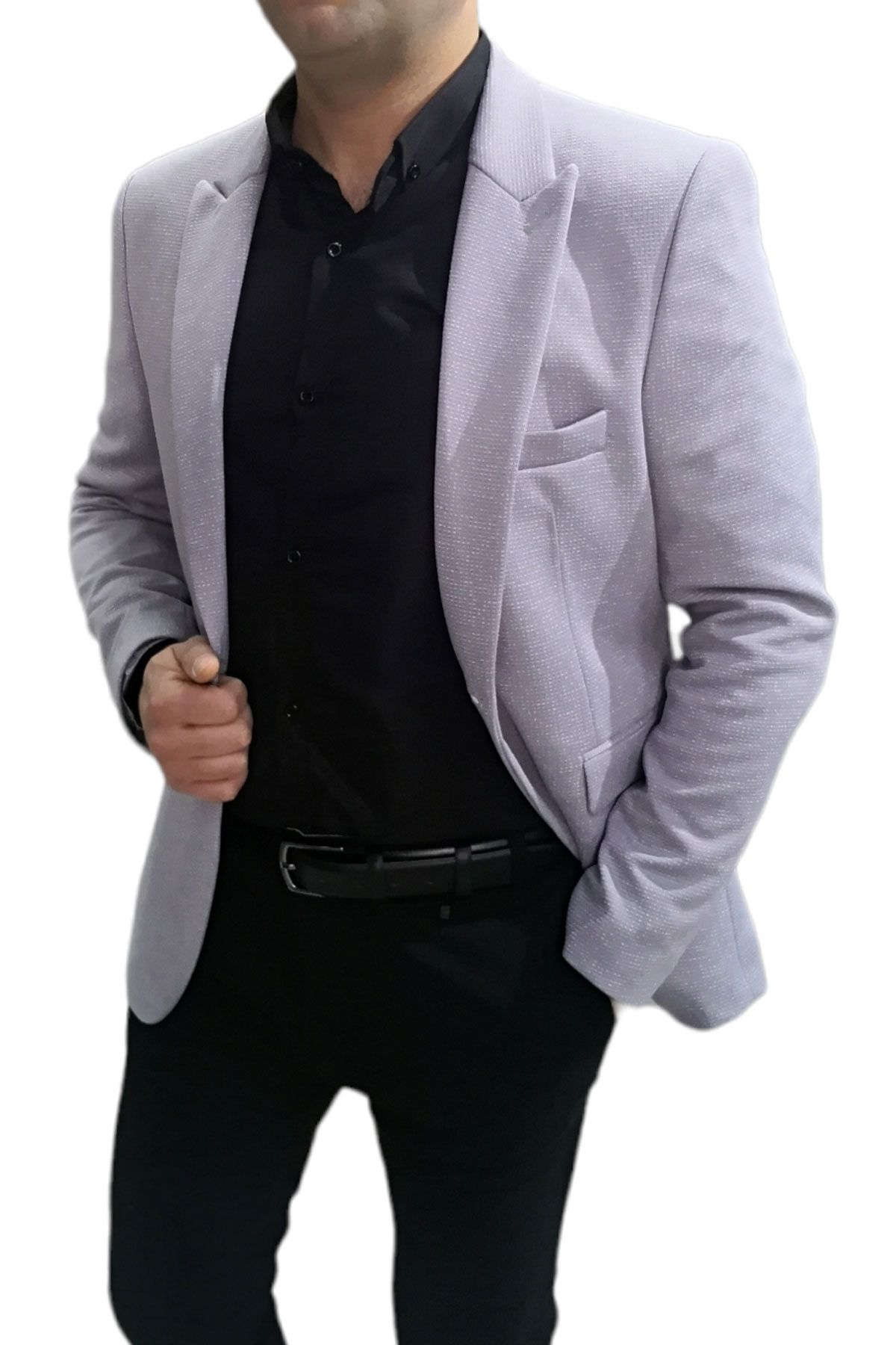 BayAygun 3011 Kurvaze Dar Kesim Ceket_Açık Gri resmi