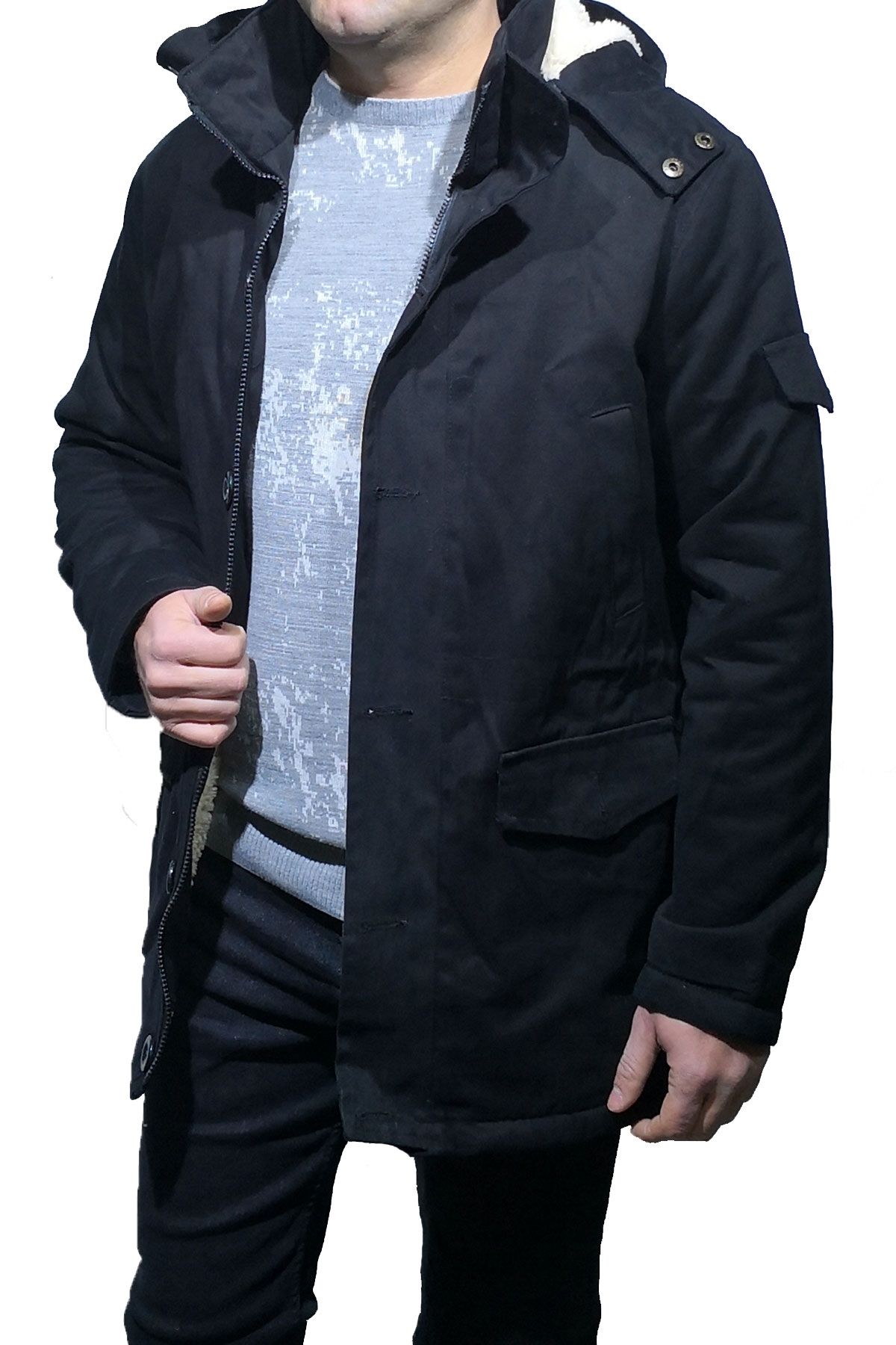 BayAygun 1341 Gabardin Dar Kesim Kaban_Siyah resmi