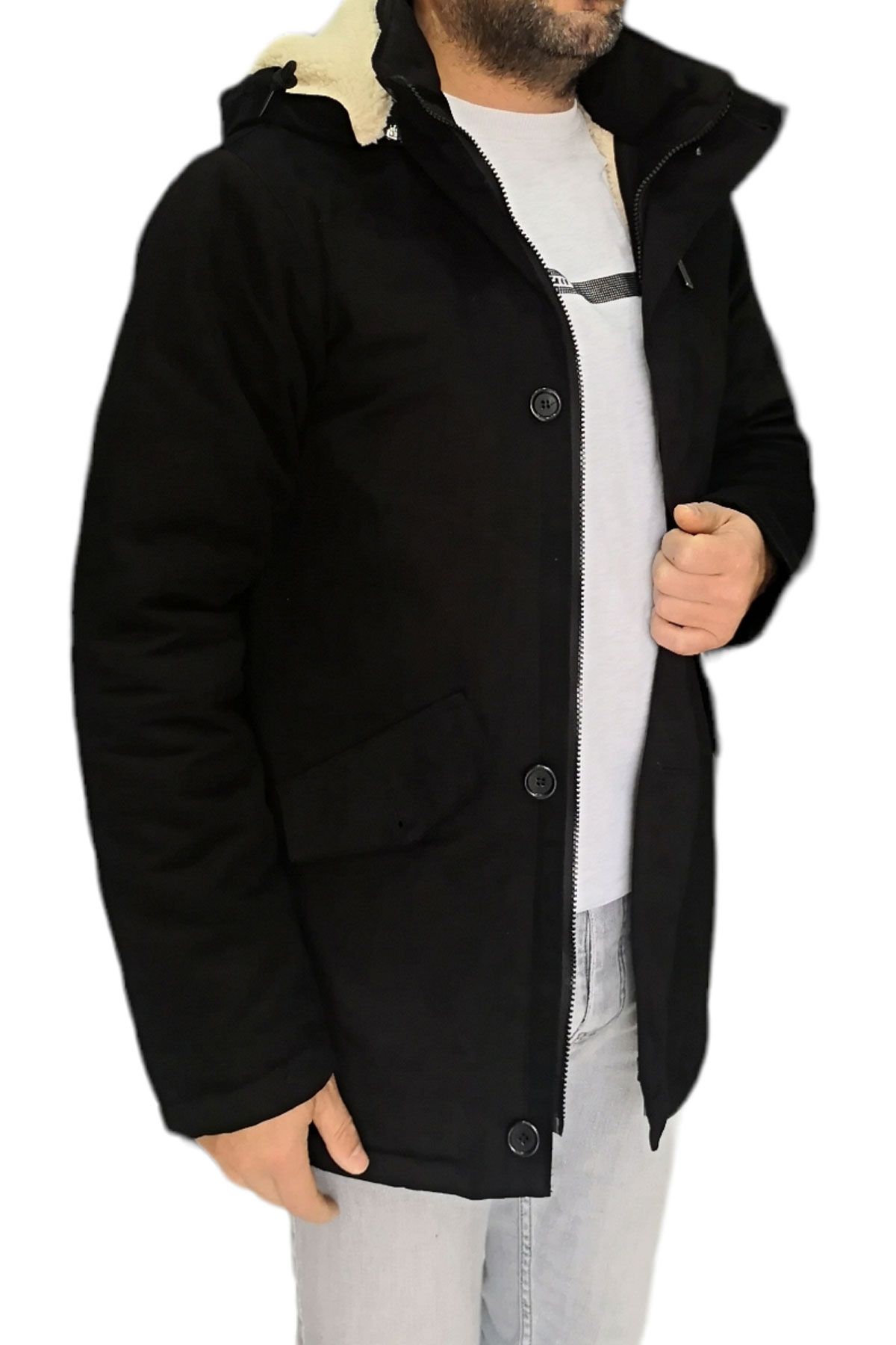 BayAygun 3125 Gabardin Dar Kesim Kaban_Siyah resmi
