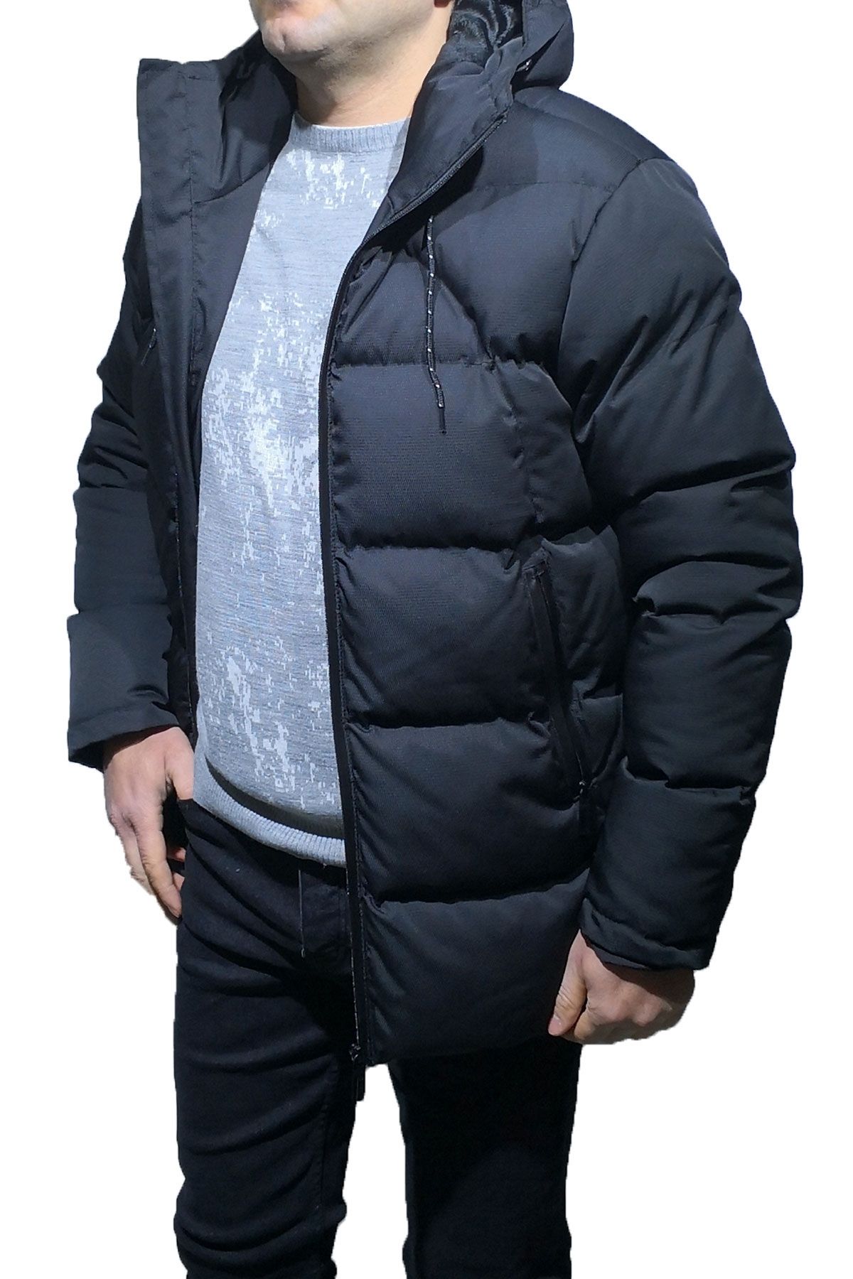 BayAygun 1011 Armulu Dar Kesim Şişme Mont_Siyah resmi