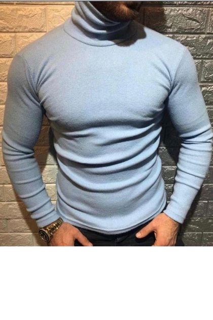 BayAygun 0207 Balıkcı Yaka Fitilli Kazak_Açık Mavi resmi