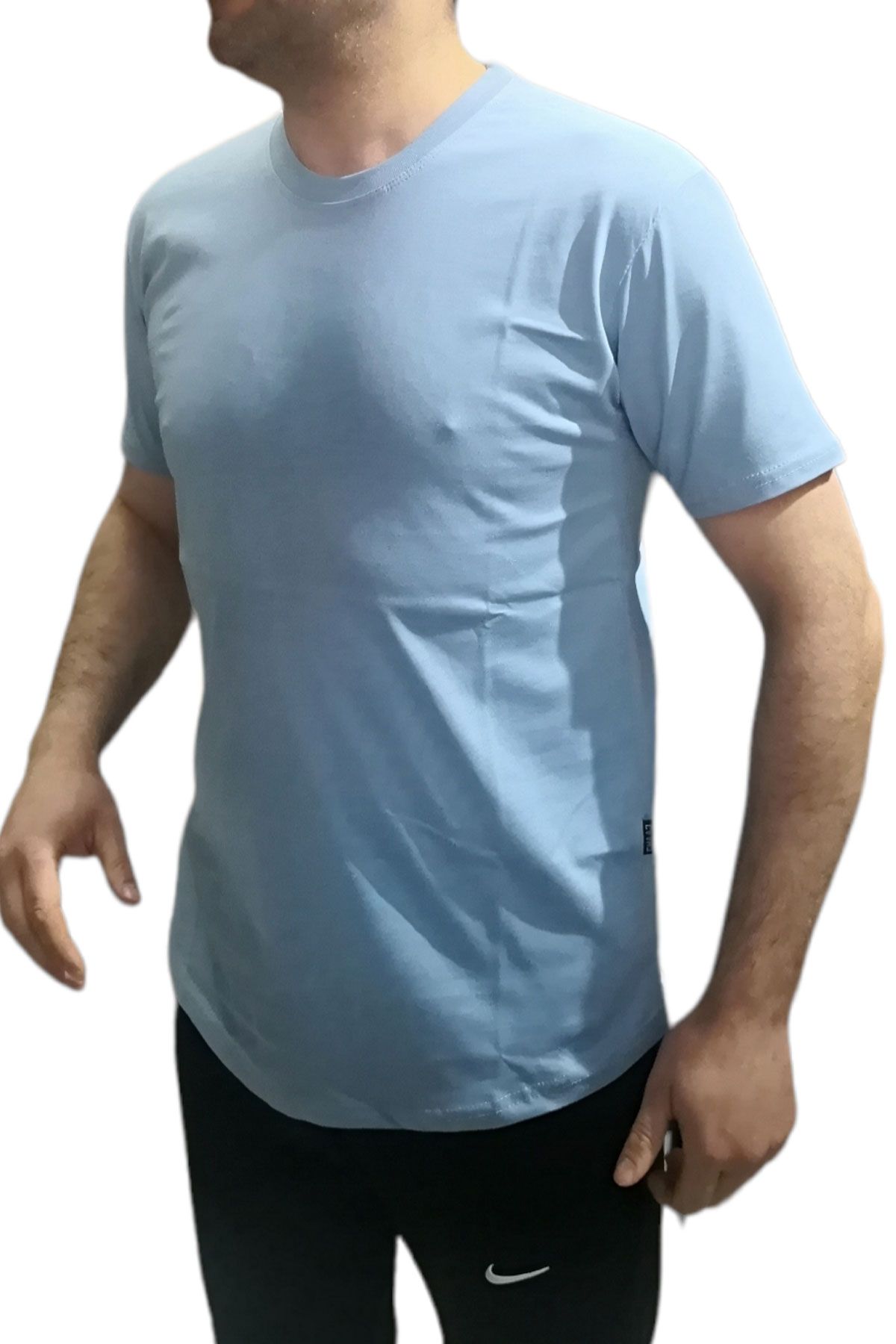 BayAygun 24/1 Sade Dar Kesim Basic Tshırt_Açık Mavi resmi