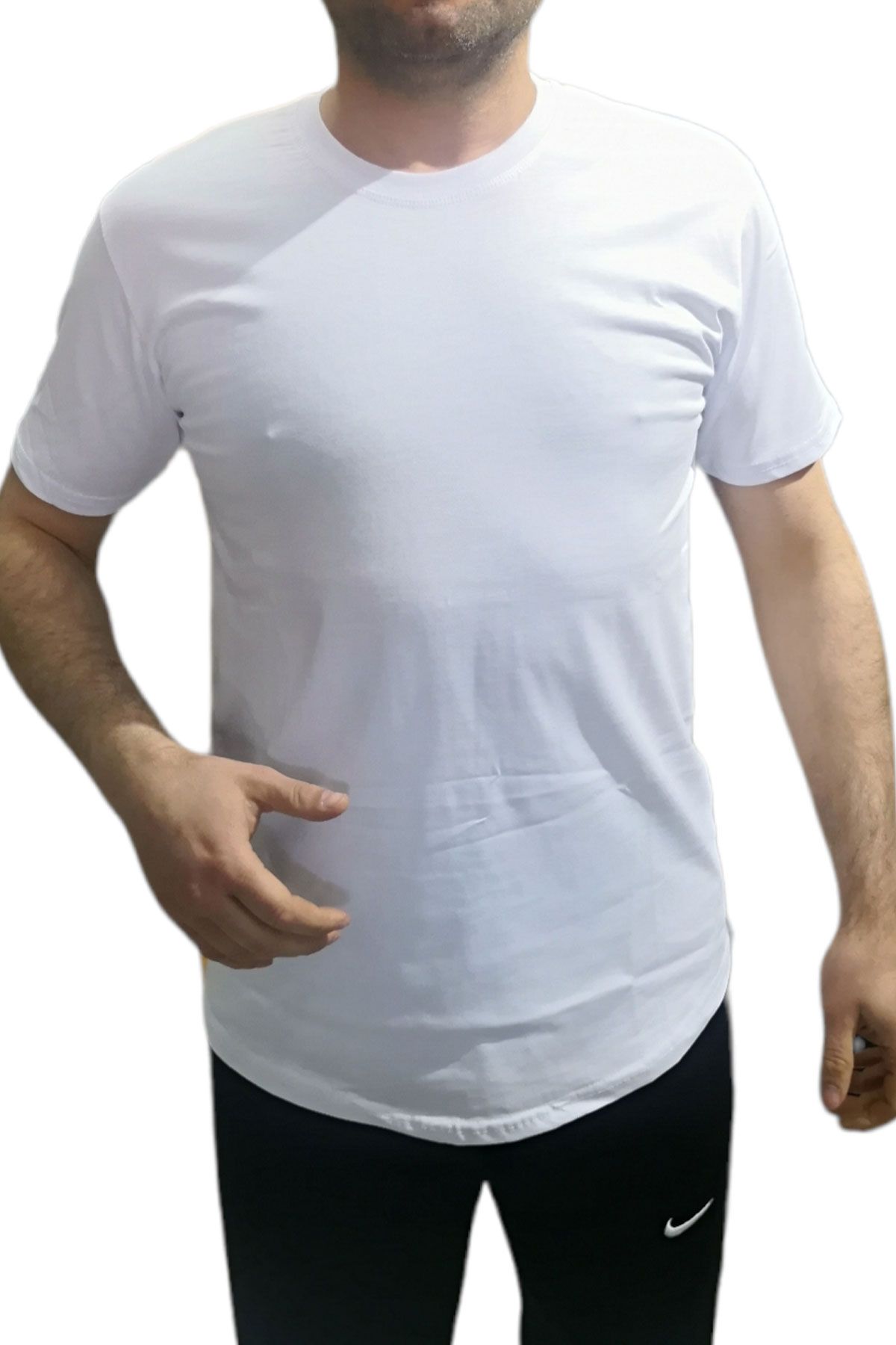 BayAygun 24/1 Sade Dar Kesim Basic Tshırt_Beyaz resmi