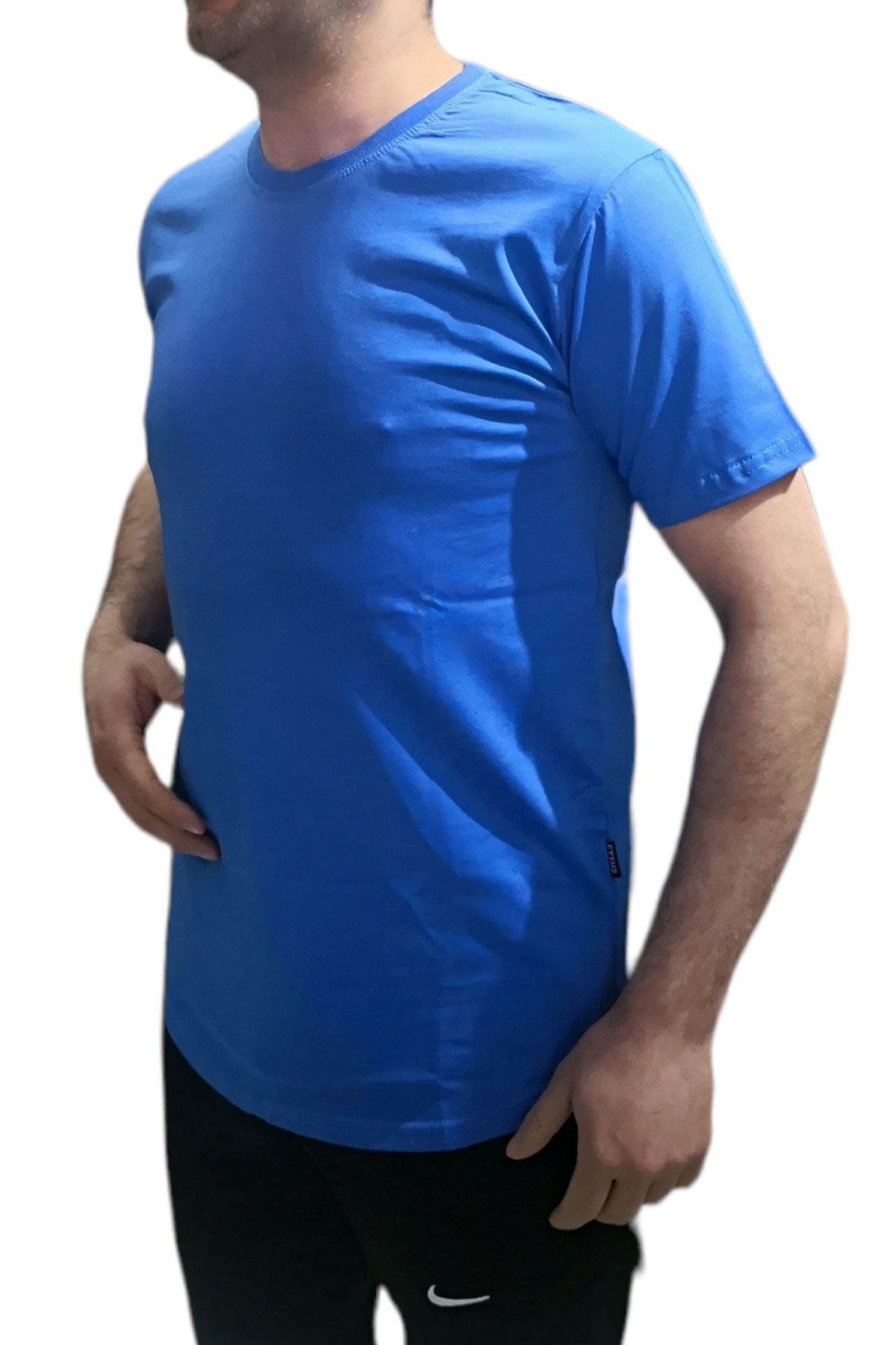 BayAygun 24/1 Sade Dar Kesim Basic Tshırt_Mavi resmi