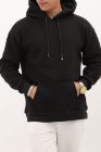BayAygun 4199 Kapüşonlu Şardonlu Sade Sweatshırt_Siyah resmi