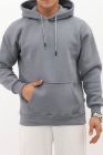 BayAygun 4199 Kapüşonlu Şardonlu Sade Sweatshırt_Antrasit resmi