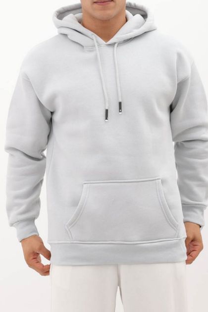 BayAygun 4199 Kapüşonlu Şardonlu Sade Sweatshırt_Taş resmi