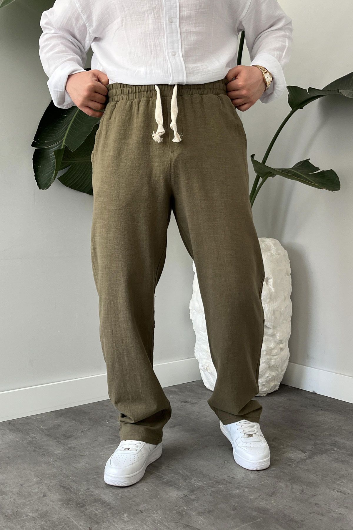 BayAygun 5070 Baggy Joger Keten Pantolon_Haki resmi