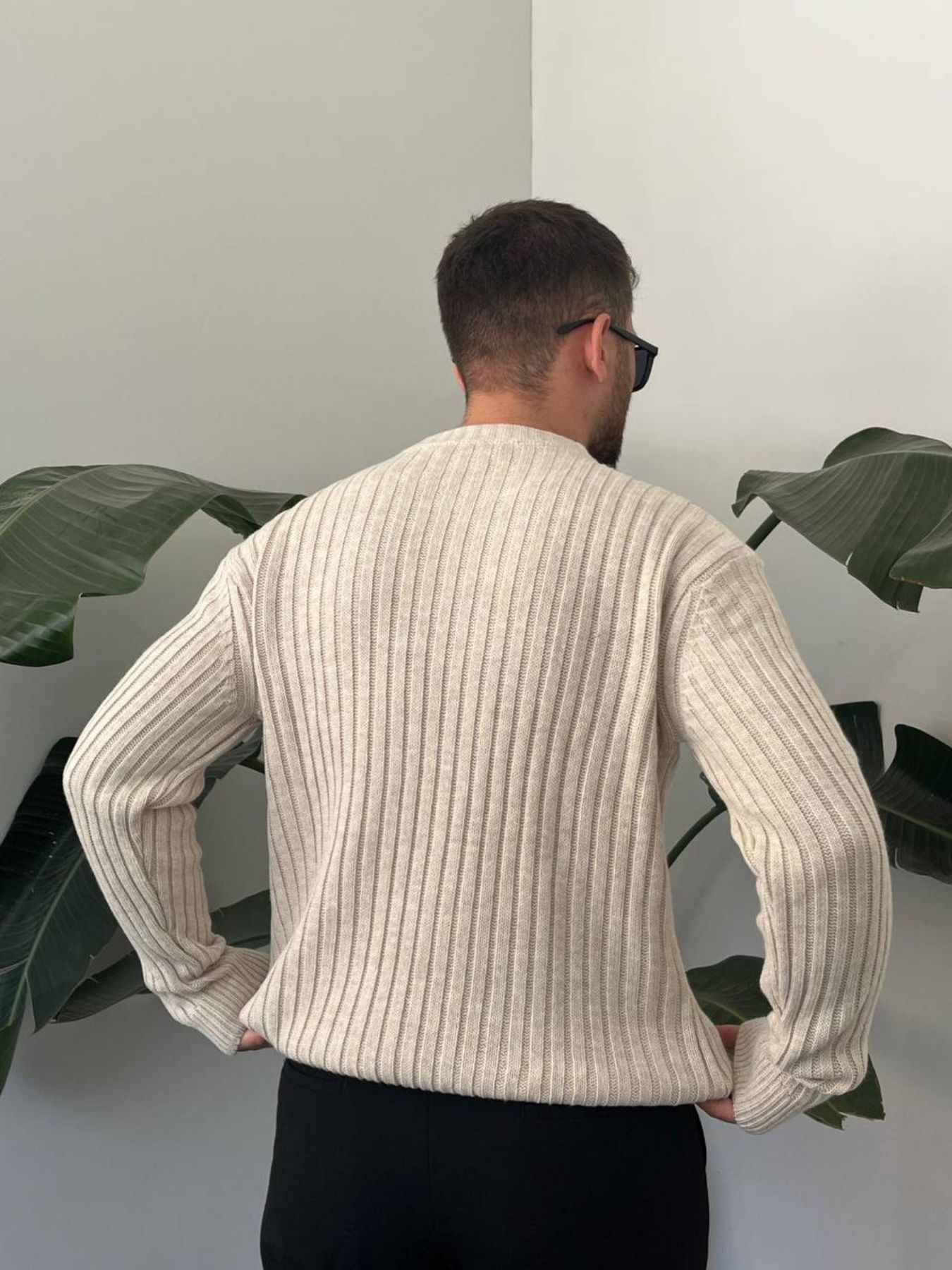 BayAygun 5102 Oversize Bisiklet Yaka Triko Kazak Kazak_Bej resmi