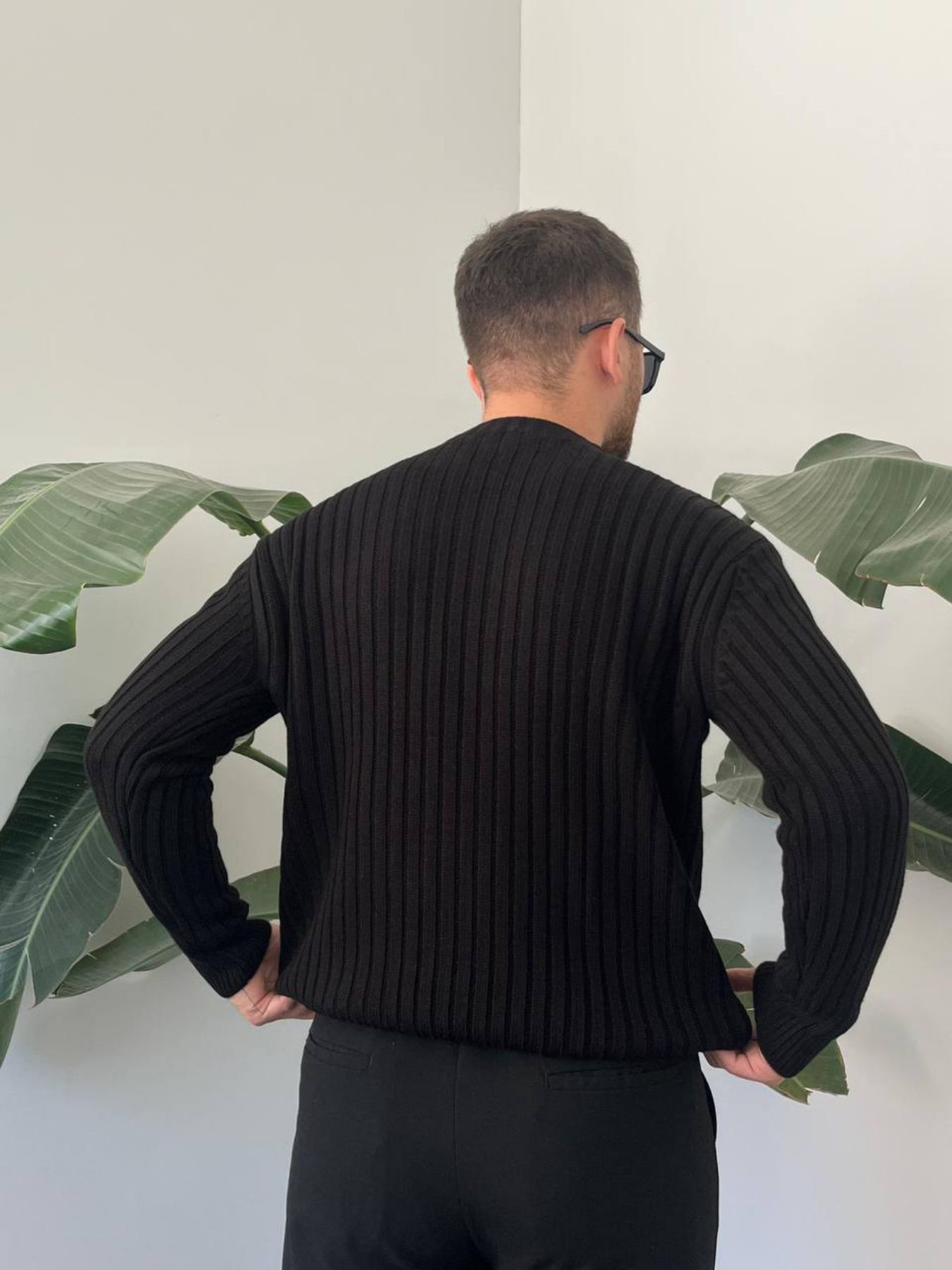 BayAygun 5102 Oversize Bisiklet Yaka Triko Kazak Kazak_Siyah resmi