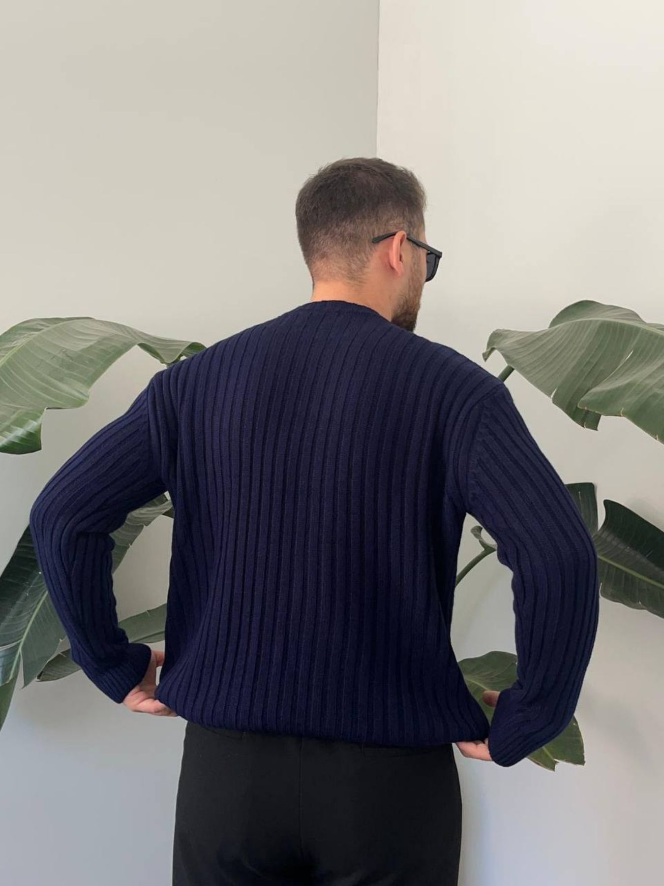 BayAygun 5102 Oversize Bisiklet Yaka Triko Kazak Kazak_Lacivert resmi