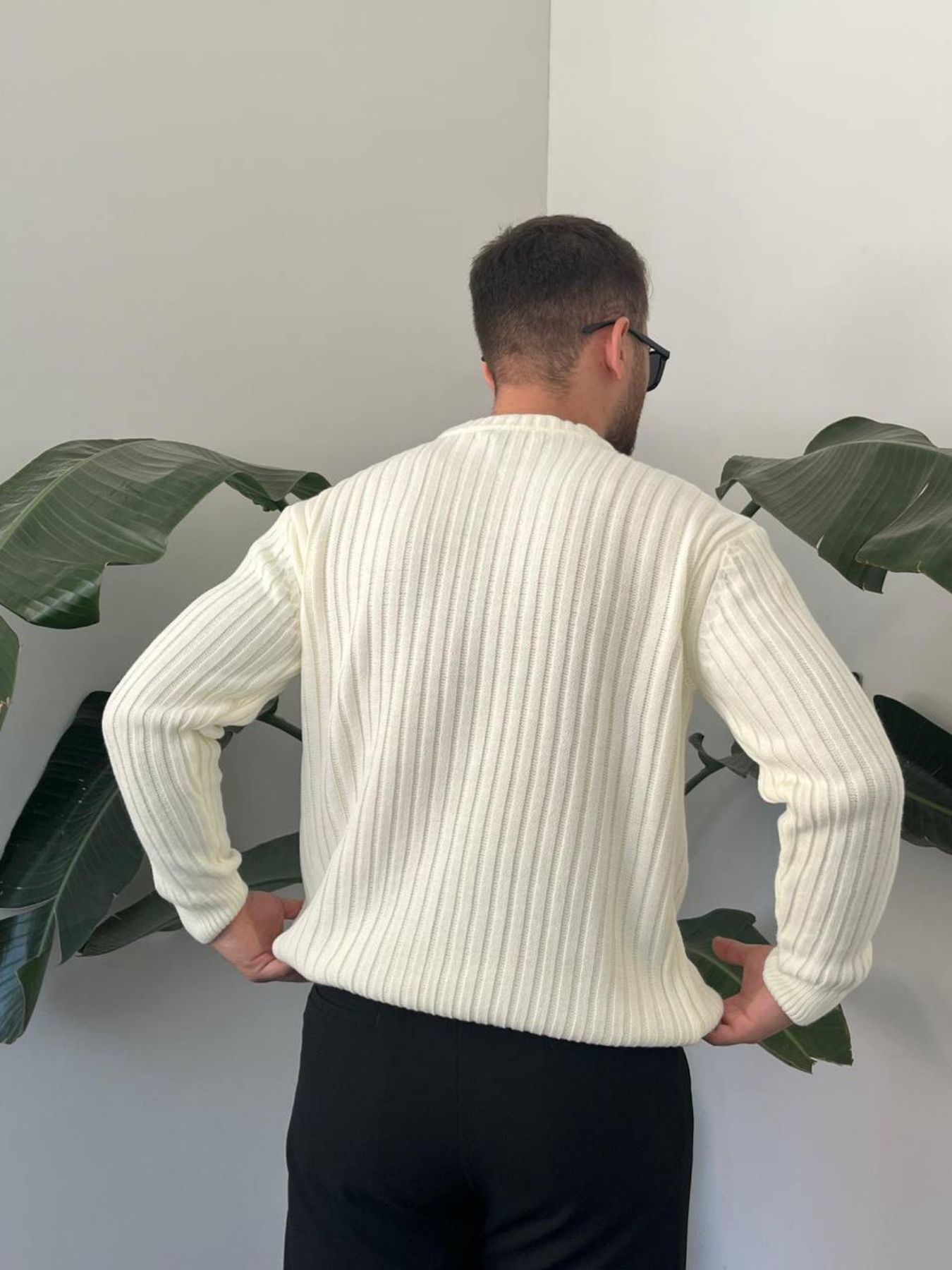 BayAygun 5102 Oversize Bisiklet Yaka Triko Kazak Kazak_Krem resmi