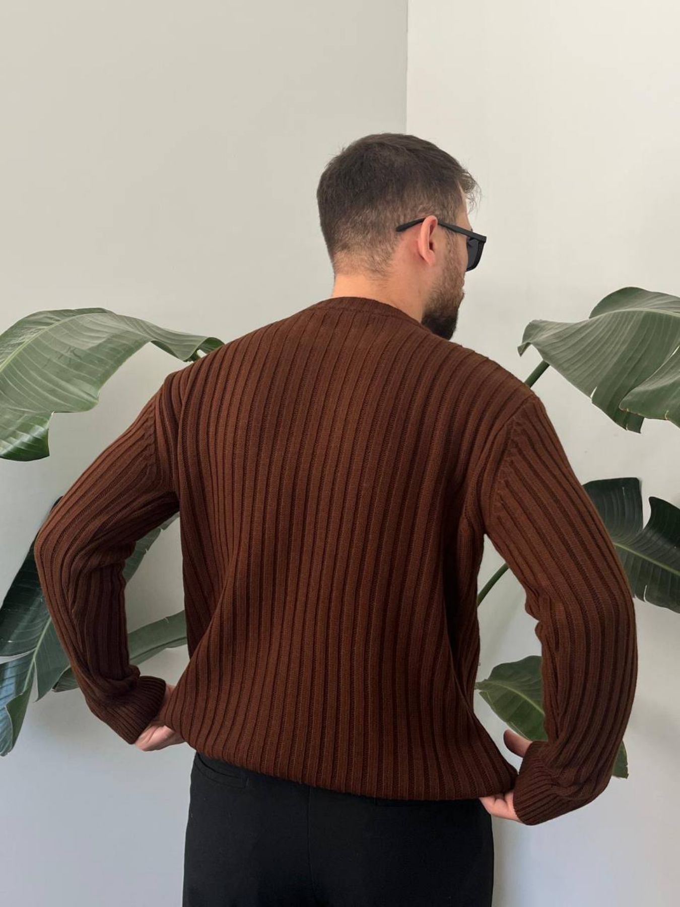 BayAygun 5102 Oversize Bisiklet Yaka Triko Kazak Kazak_Kahve resmi