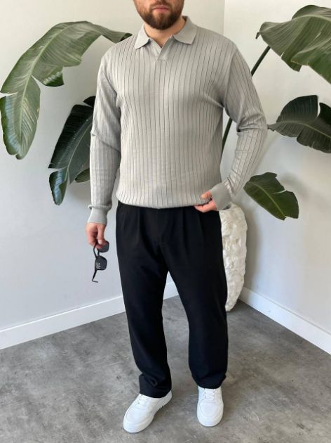 BayAygun 6540 Polo V Pat Yaka Kazak_Gri resmi