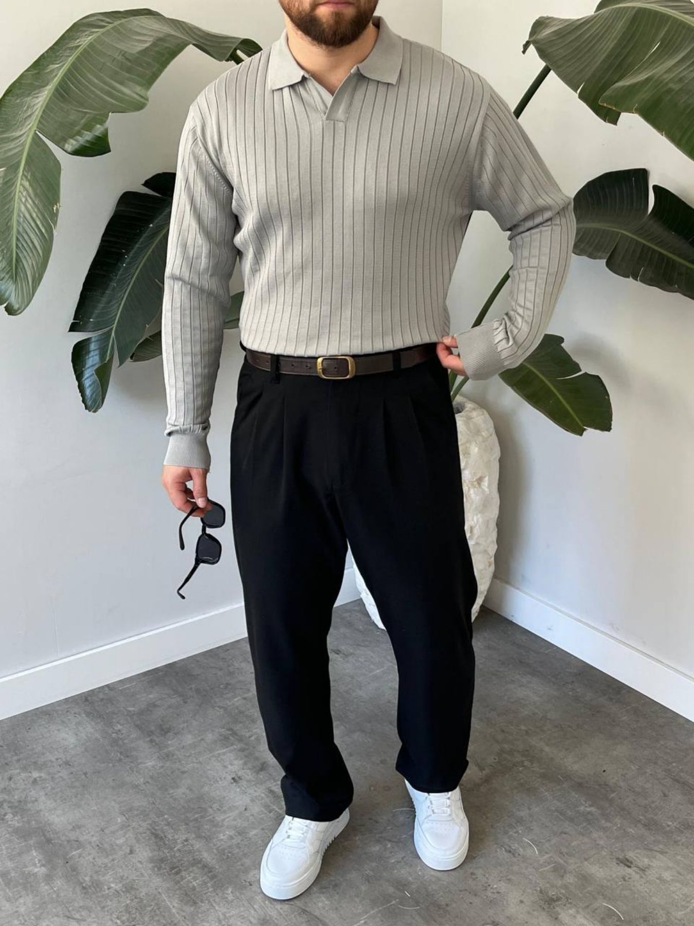 BayAygun 6540 Polo V Pat Yaka Kazak_Gri resmi