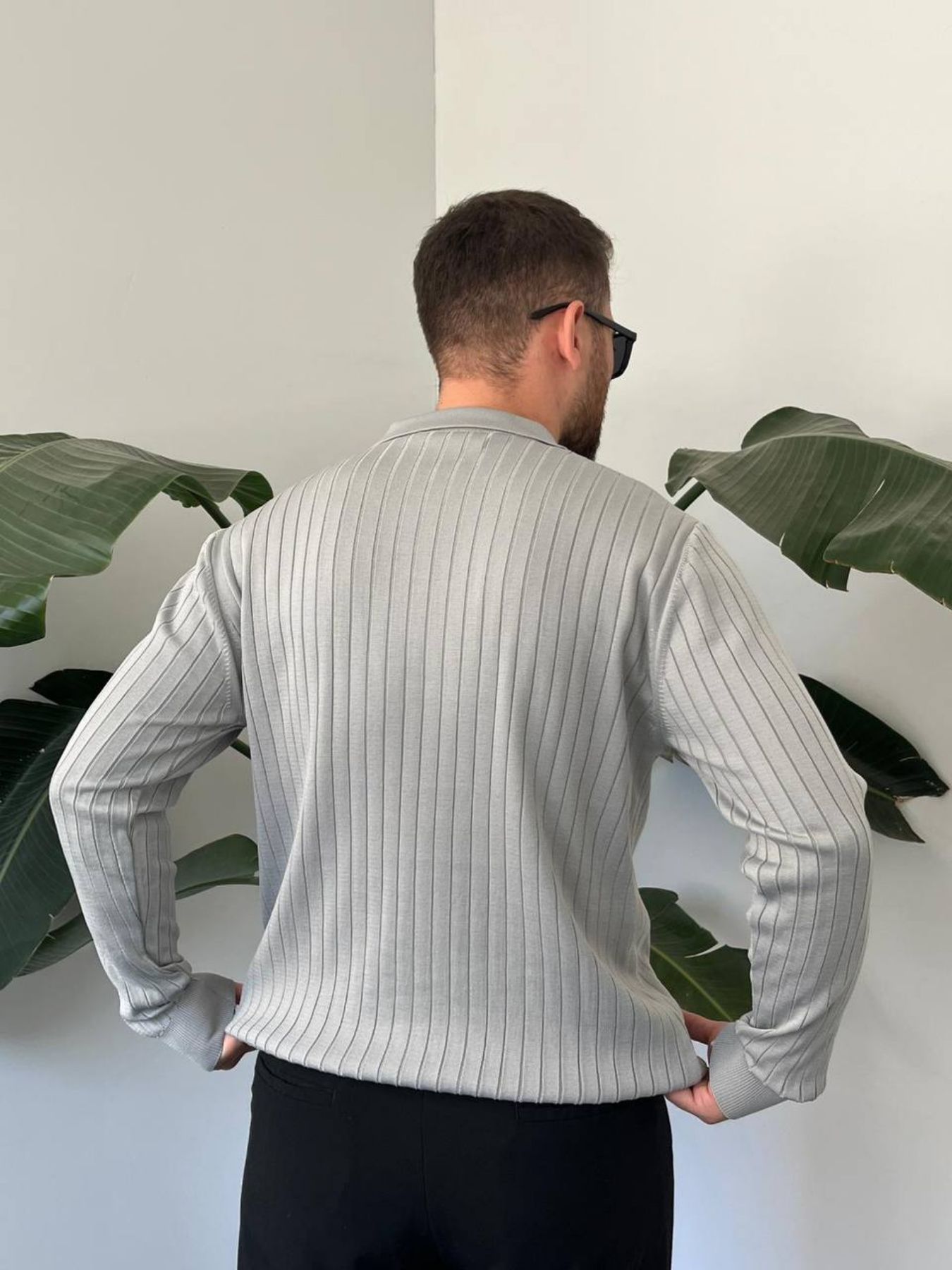 BayAygun 6540 Polo V Pat Yaka Kazak_Gri resmi