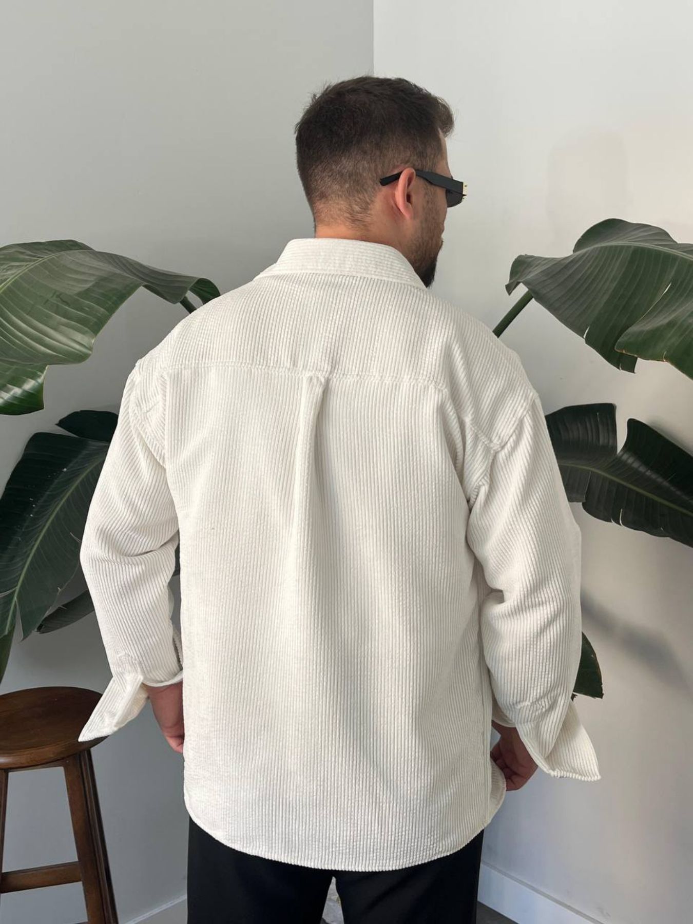 BayAygün 5103 Oversize Kadife Gomlek _Beyaz resmi