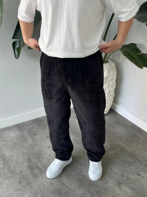 BayAygun 5113 Baggy Fitilli Kadife Pantolon_Siyah resmi