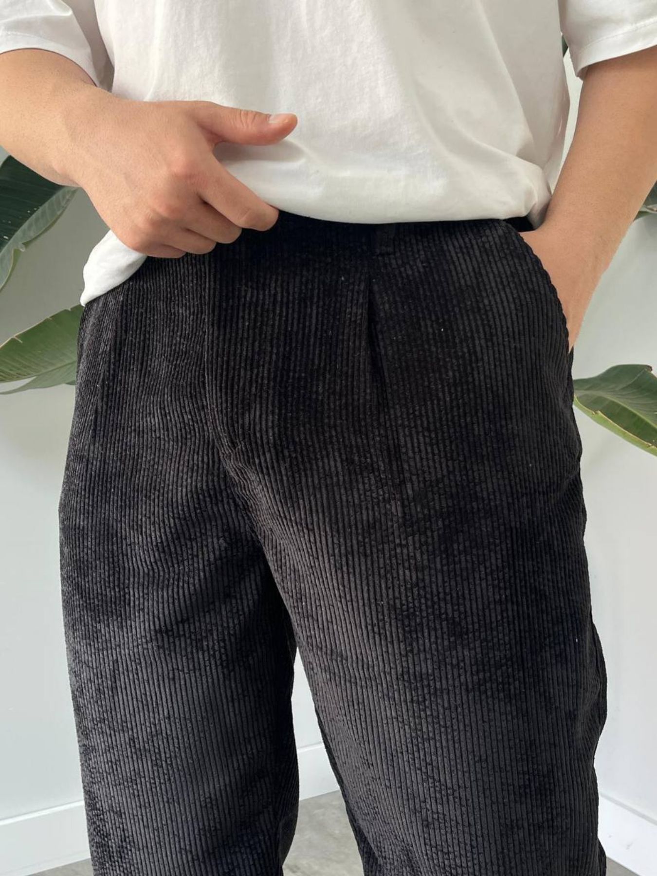 BayAygun 5113 Baggy Fitilli Kadife Pantolon_Siyah resmi