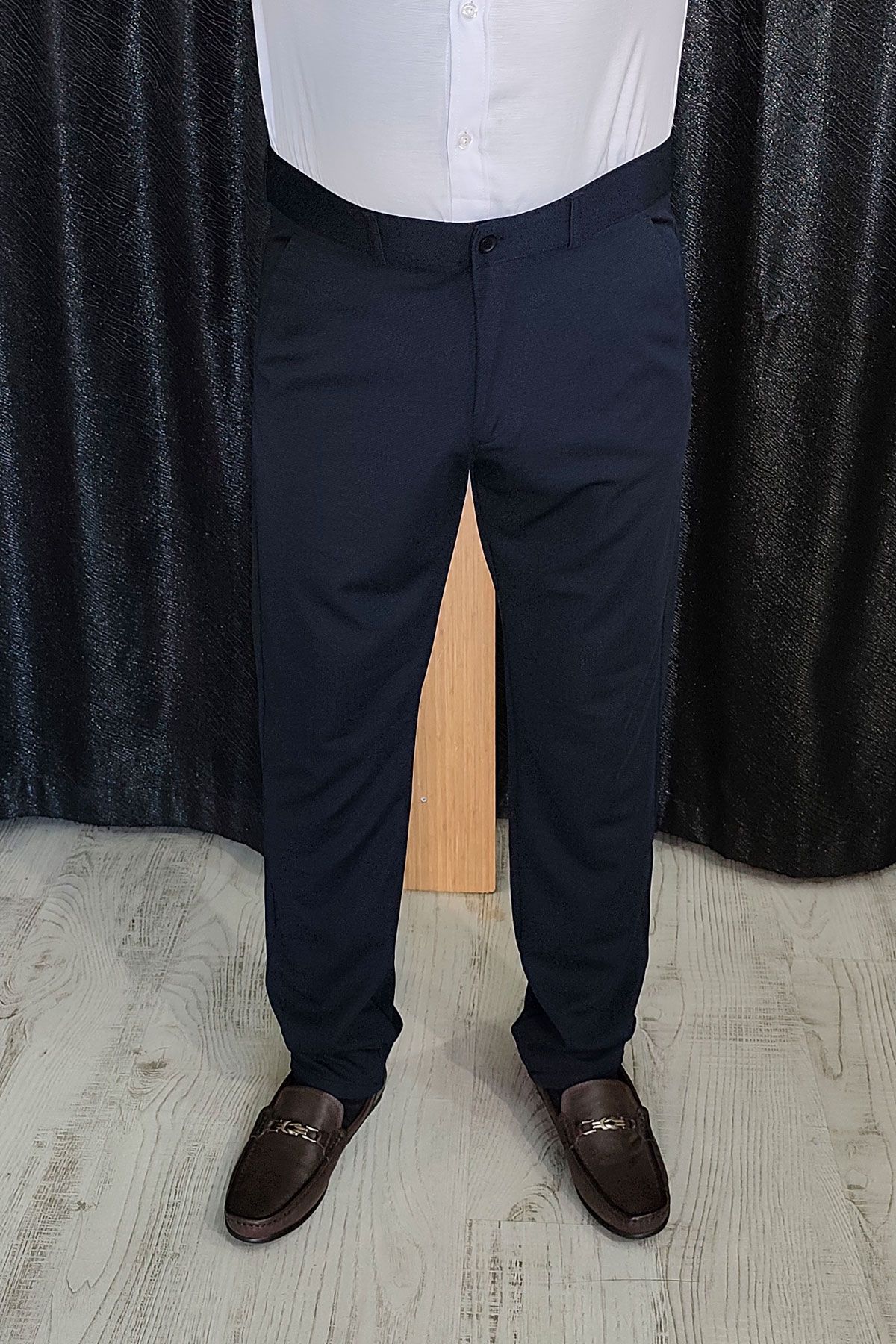 BayAygun 0510 Nokta Desenli Dar Kesim Pantolon _Lacivert resmi