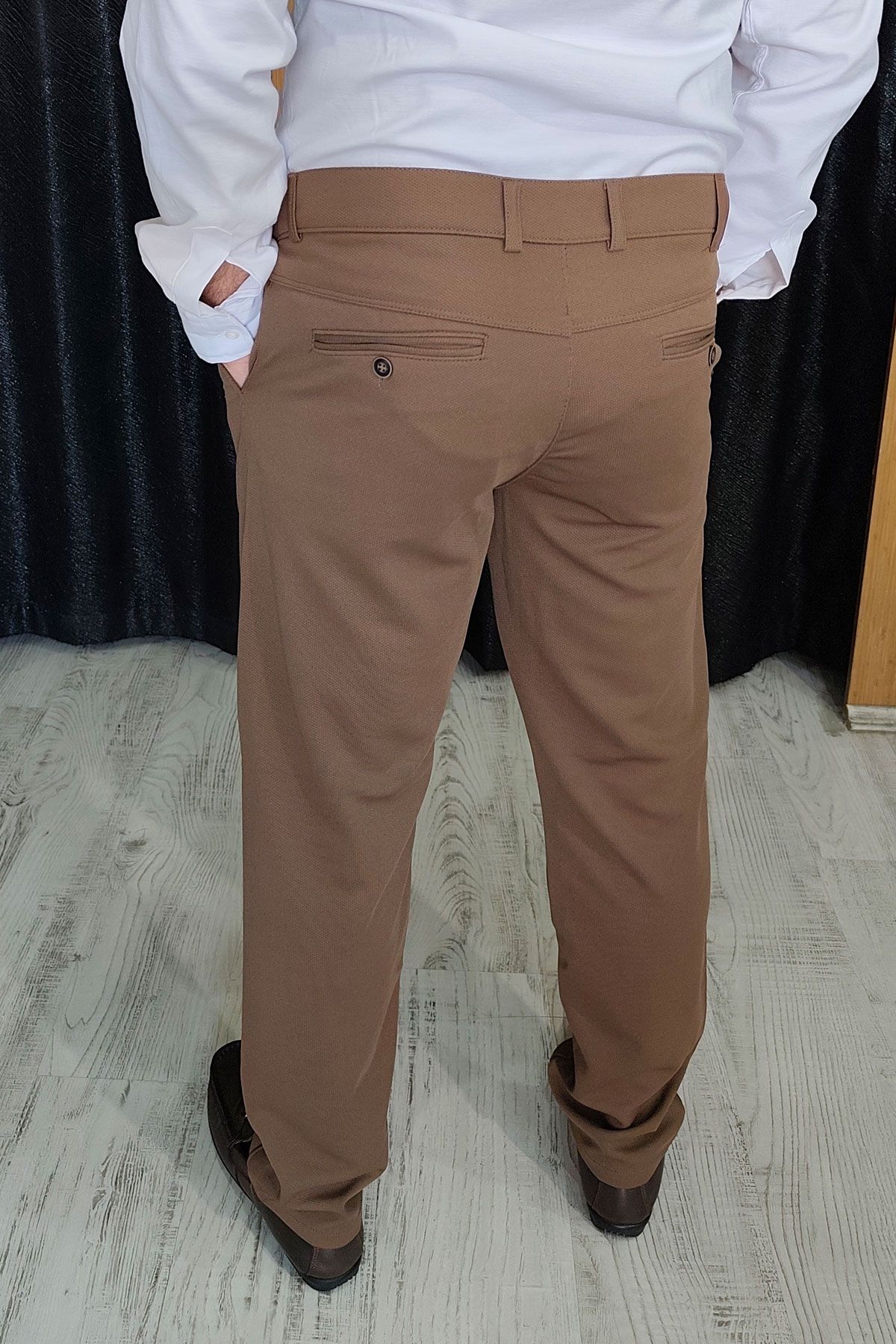 BayAygun 0510 Nokta Desenli Dar Kesim Pantolon _Kahve resmi