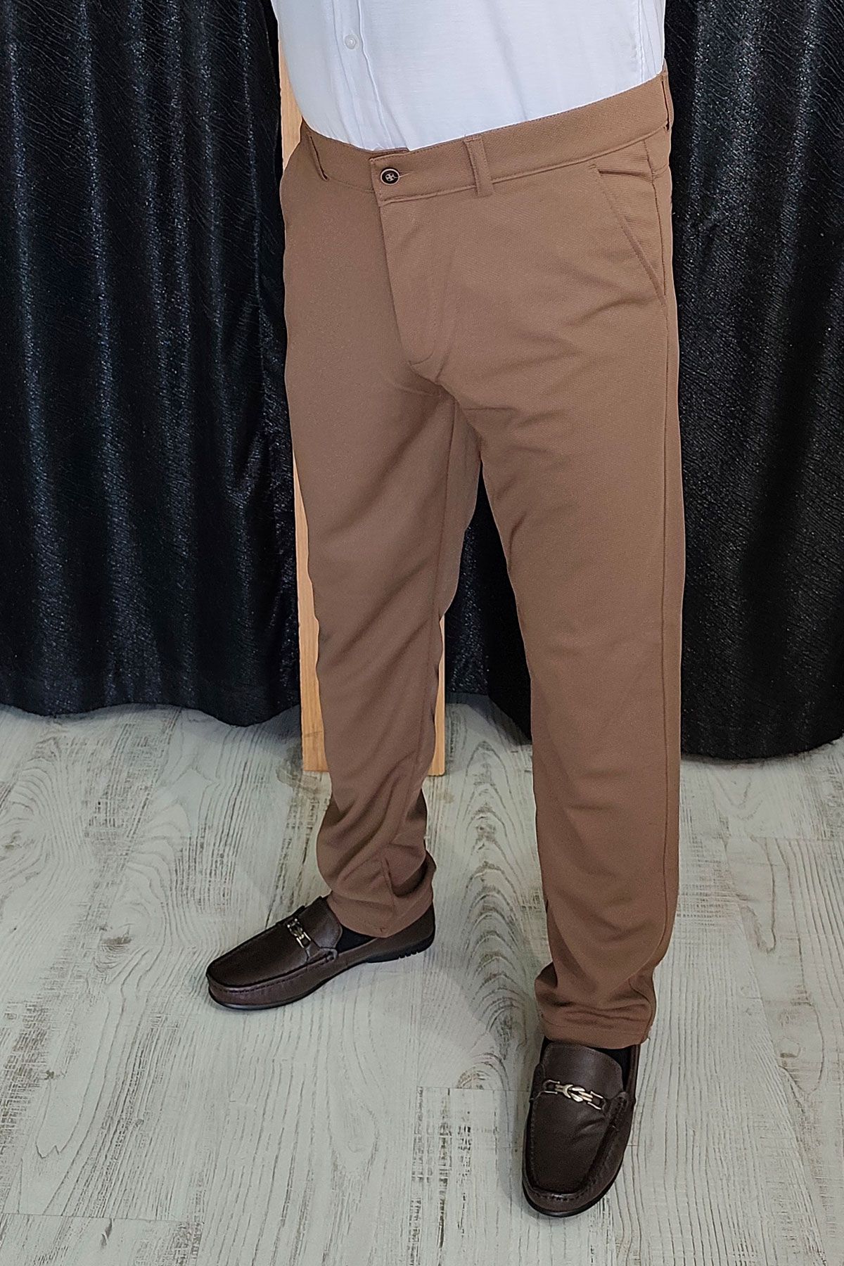 BayAygun 0510 Nokta Desenli Dar Kesim Pantolon _Kahve resmi