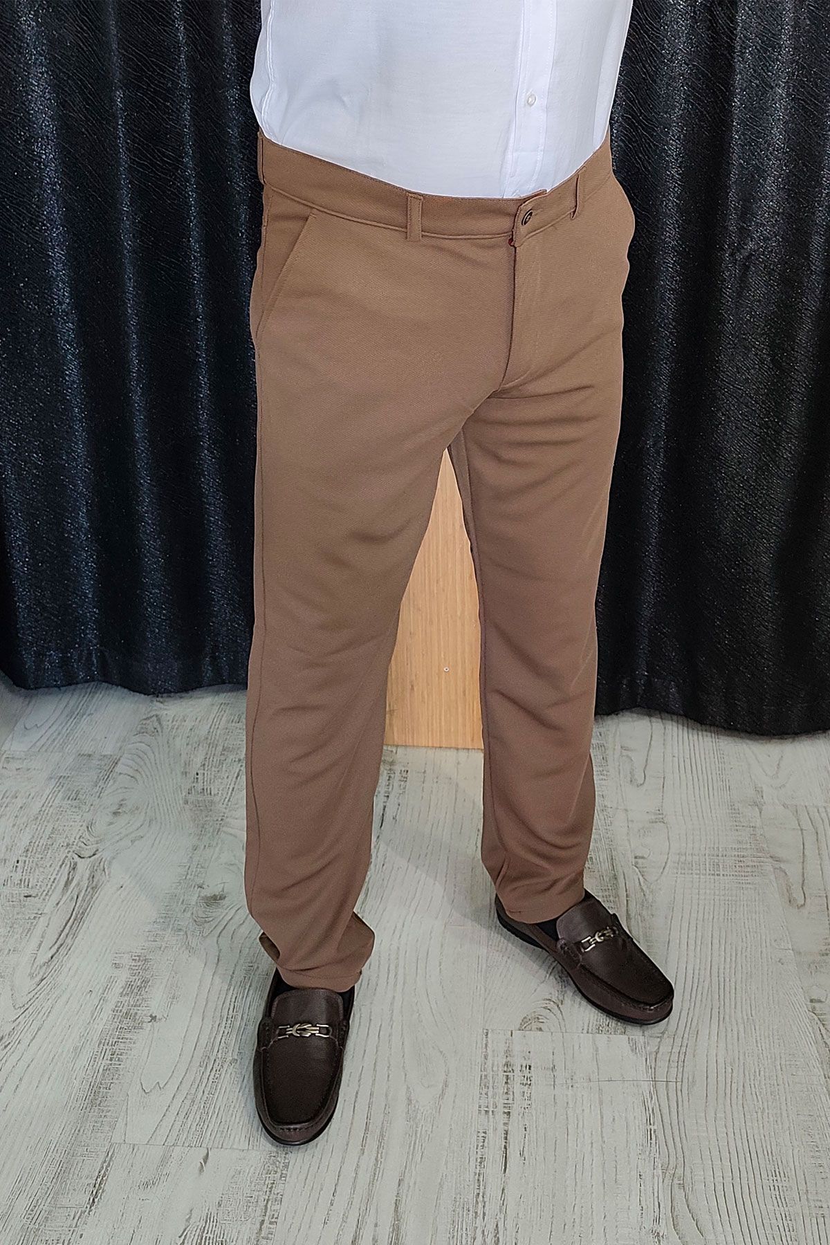 BayAygun 0510 Nokta Desenli Dar Kesim Pantolon _Kahve resmi