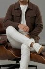 BayAygun 6019 Gabardin Yakalı Cepli Ceket _Kahve resmi